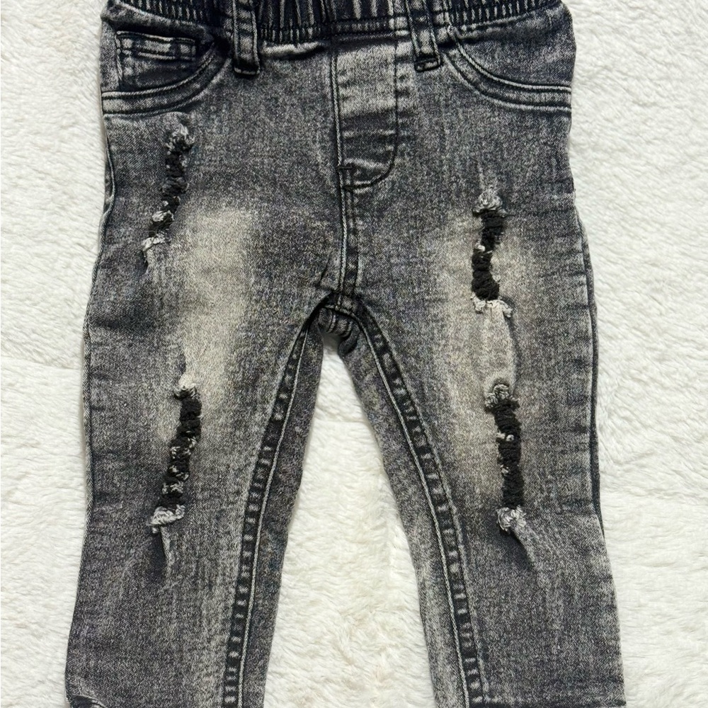 Kids Charcoal Distressed Jeans